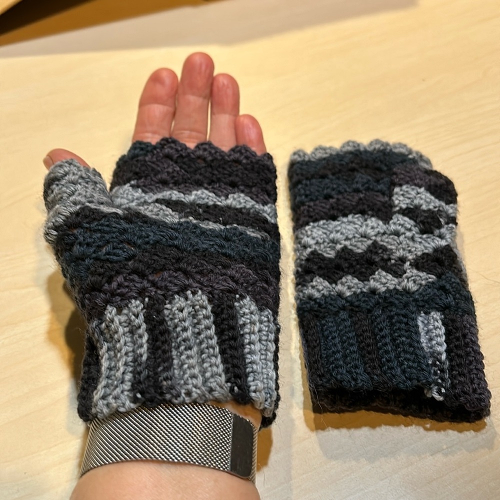 Handmade fingerless mittens